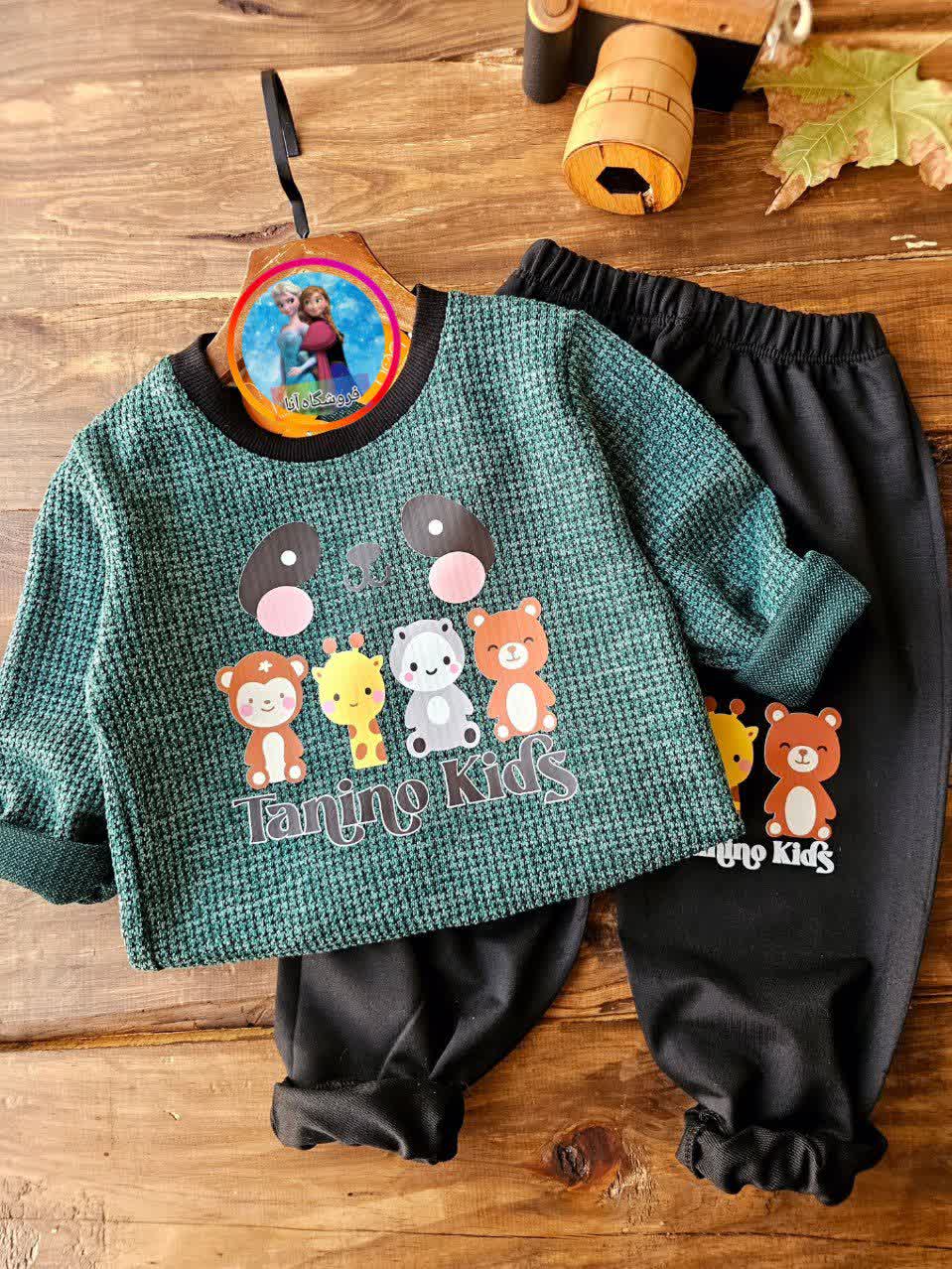 بلوز شلوار بیسکوییتی حیوانات اسپرت اقتصادی سایز بندی  35 40