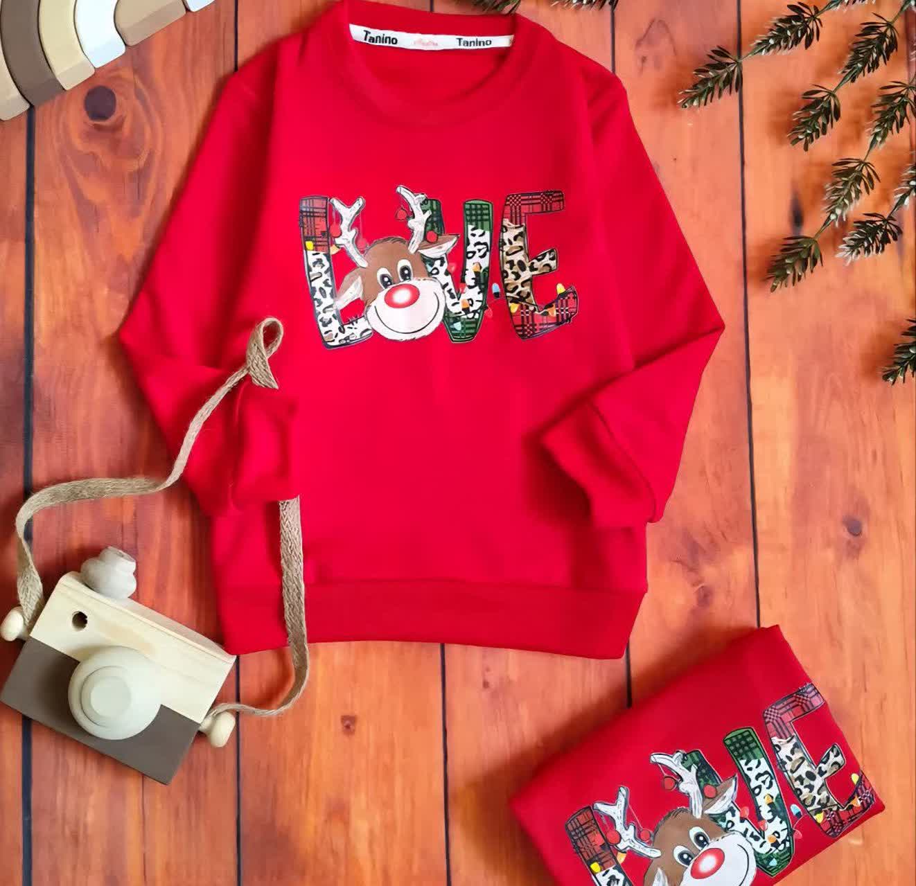 بلوز تک یلدایی لاو و گوزن  love اسپرت اقتصادی سایز بندی 35 40 45 50 55 60