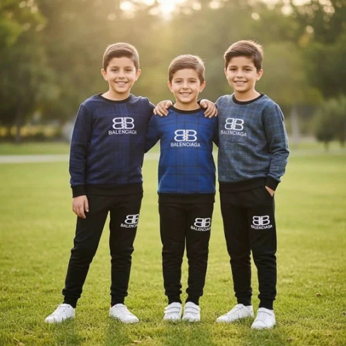 بلوز شلوار ابی چهارخانه بی . چهارخونه B اسپرت یونیسکس اقتصادی سایز بندی 35 40 45