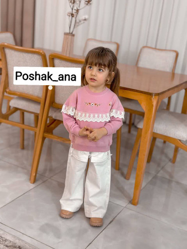 بلوز تک تور کار شده دخترانه فقط صورتی سایز 40